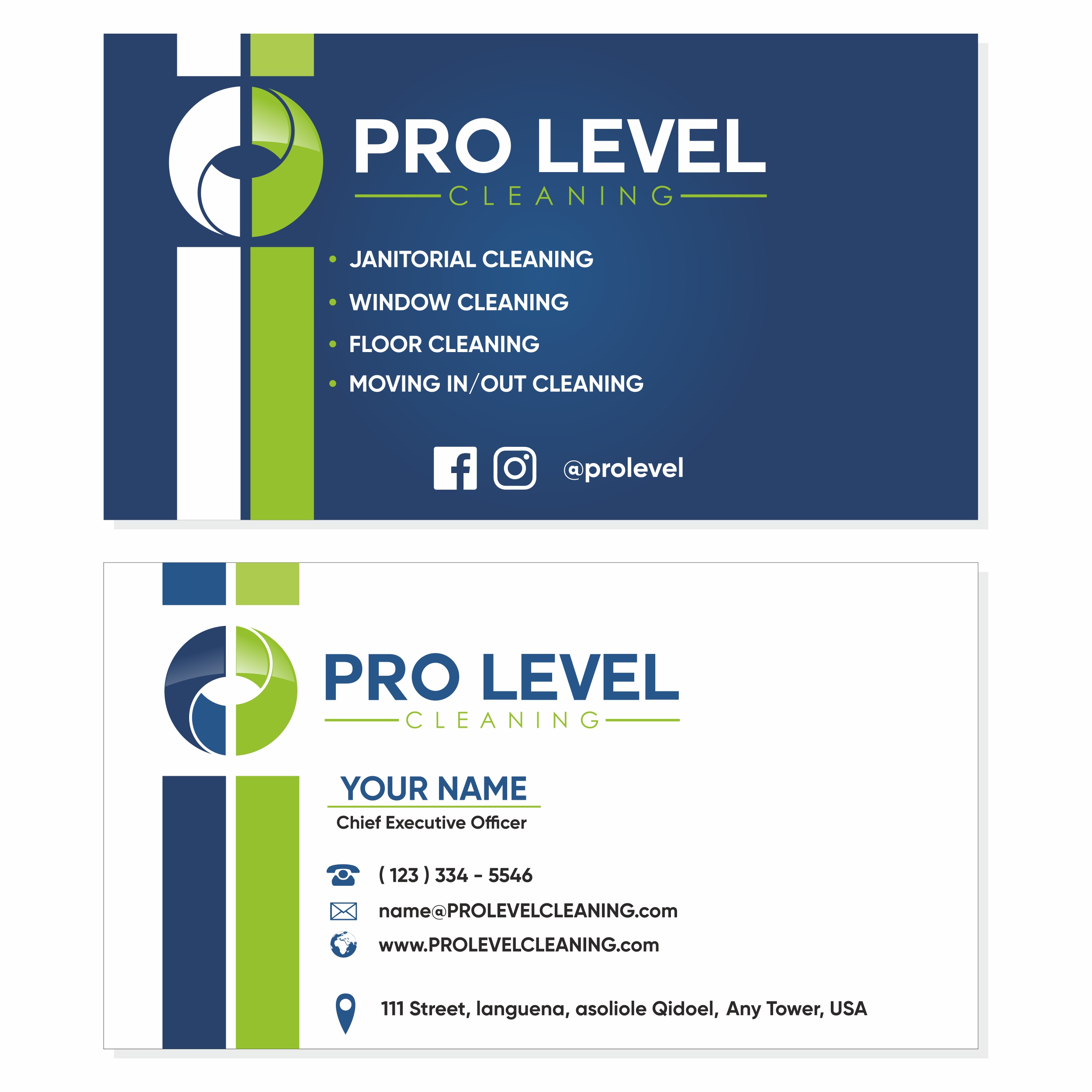 Business Card & Stationery Design entry 2455187 submitted by dickyomar to the Business Card & Stationery Design for Pro Level Cleaning run by Terrance423