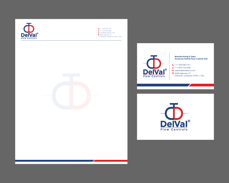 Business Card & Stationery Design entry 2561480 submitted by dsdezign to the Business Card & Stationery Design for DelVal Flow Controls run by clee17