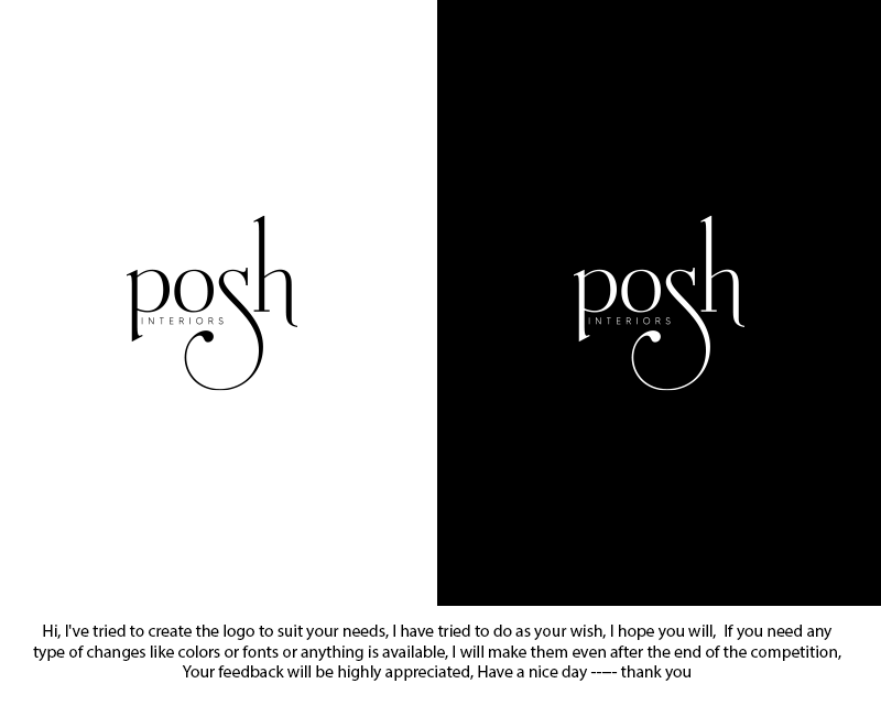 Logo Design entry 2586770 submitted by ENVIRON to the Logo Design for Posh Interiors run by hbreese