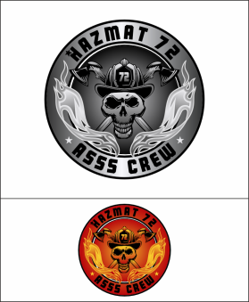 Logo Design entry 2660398 submitted by Isym to the Logo Design for A skull wearing a firefighting helmet with axes crossed in the back. Says 
