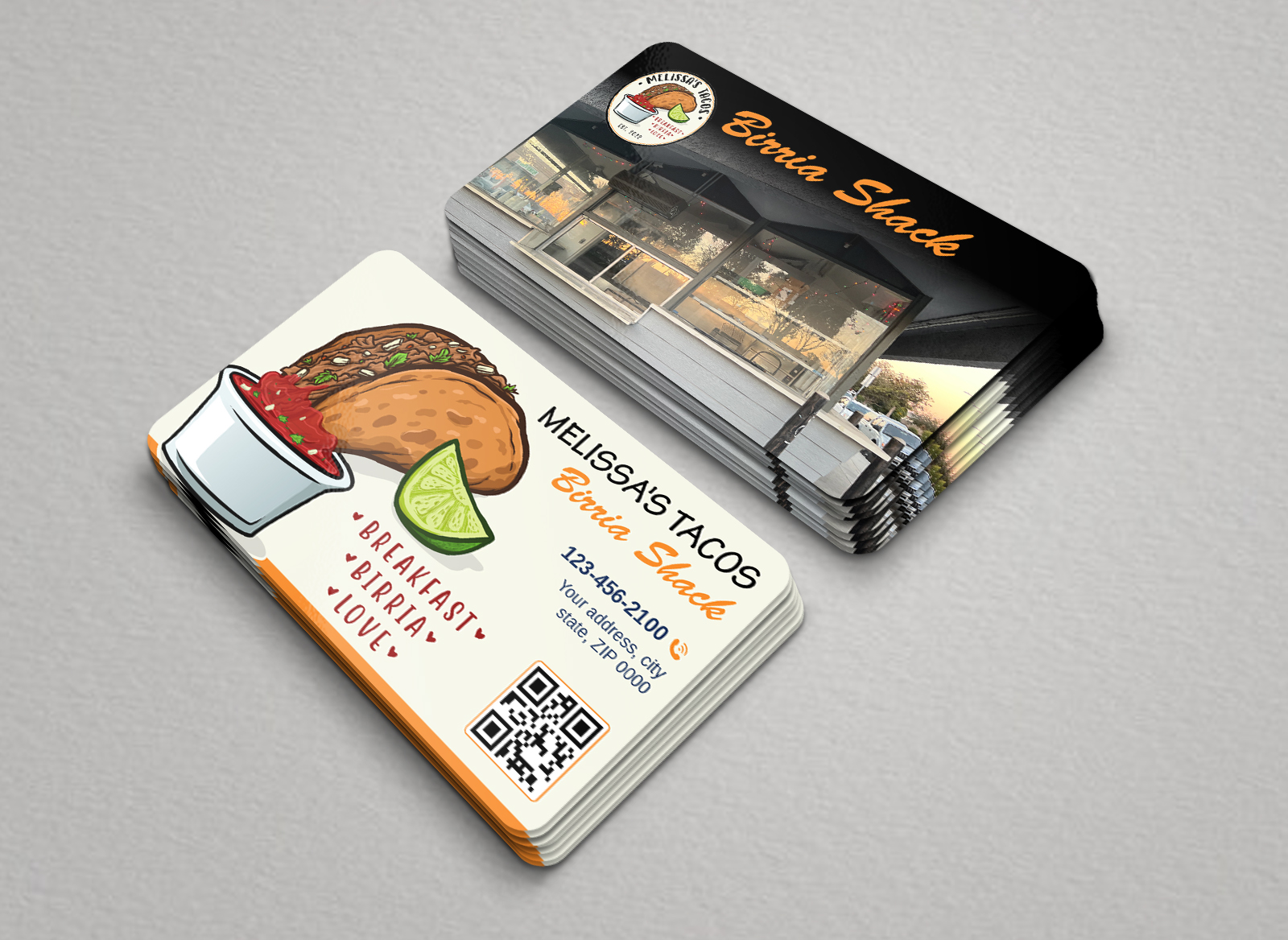 Business Card & Stationery Design entry 2871384 submitted by Unik Media to the Business Card & Stationery Design for MELISSA'S TACOS Birria Shack run by doglover