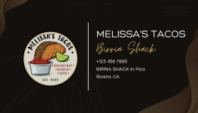 Business Card & Stationery Design entry 2871134 submitted by Unik Media to the Business Card & Stationery Design for MELISSA'S TACOS Birria Shack run by doglover