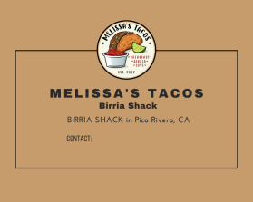 Business Card & Stationery Design entry 2871124 submitted by luna to the Business Card & Stationery Design for MELISSA'S TACOS Birria Shack run by doglover