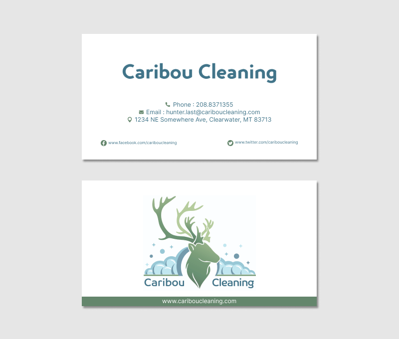 Business Card & Stationery Design entry 2911093 submitted by iosiconsdesign to the Business Card & Stationery Design for Caribou Cleaning run by ajburrell0215