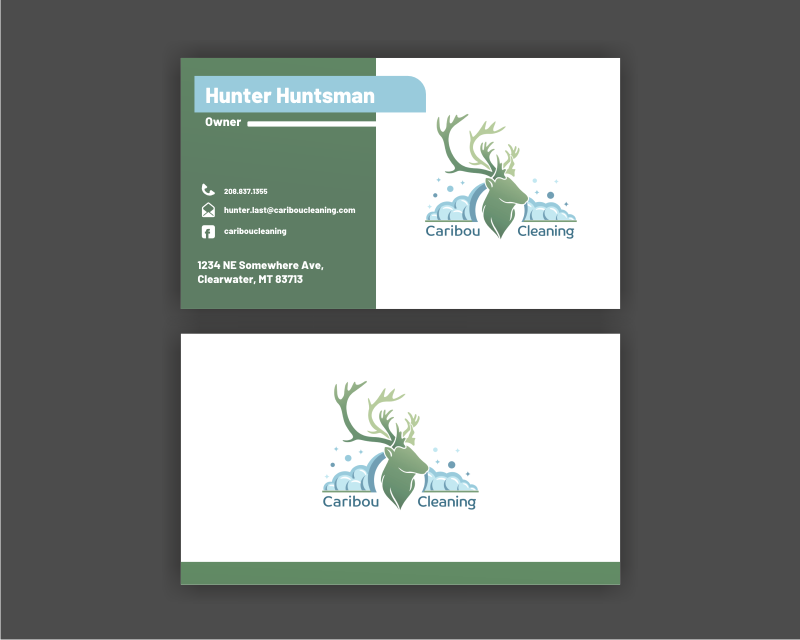 Business Card & Stationery Design entry 2911270 submitted by MKcreativestd to the Business Card & Stationery Design for Caribou Cleaning run by ajburrell0215