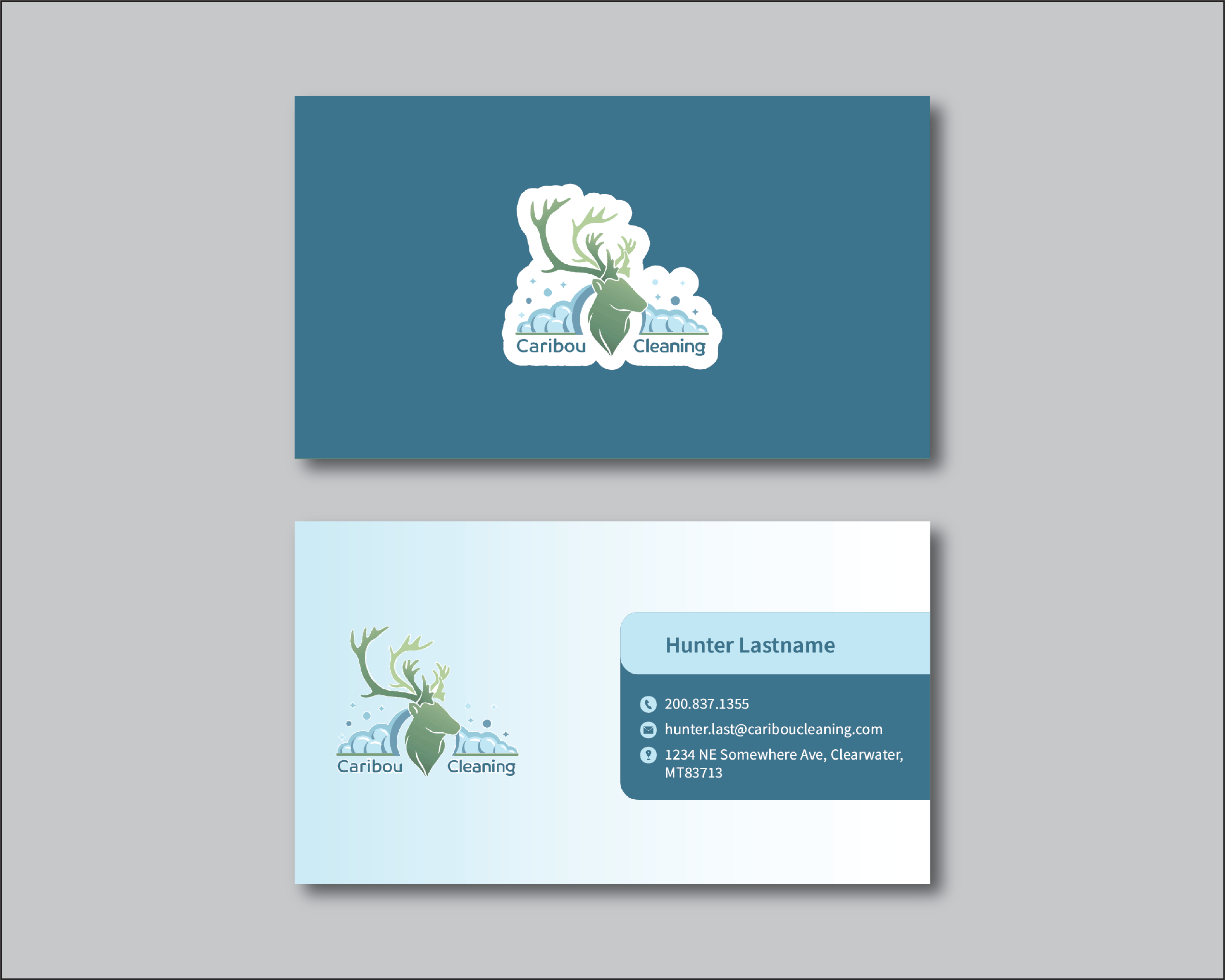 Business Card & Stationery Design entry 2911913 submitted by Jheebsyn  to the Business Card & Stationery Design for Caribou Cleaning run by ajburrell0215