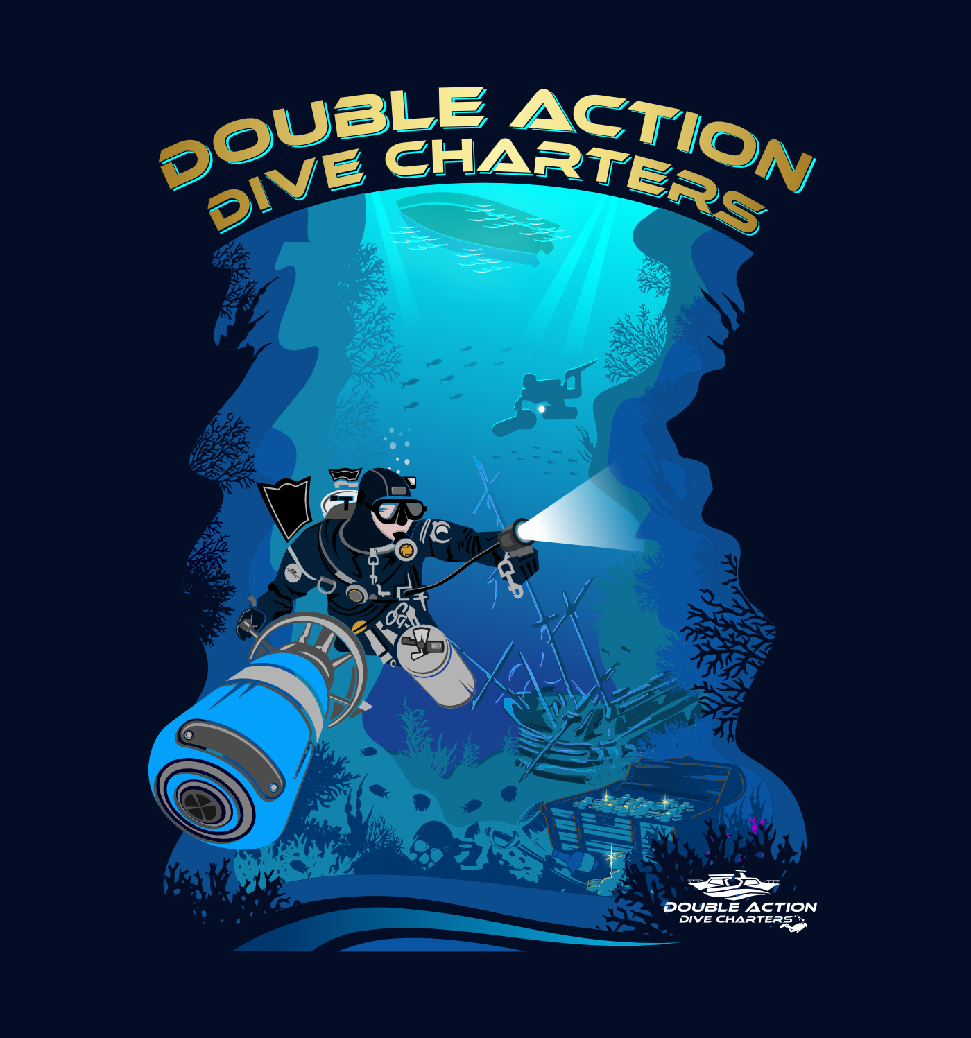 T-Shirt Design entry 2999972 submitted by davitiart to the T-Shirt Design for Double Action Dive Charters run by dri$1170