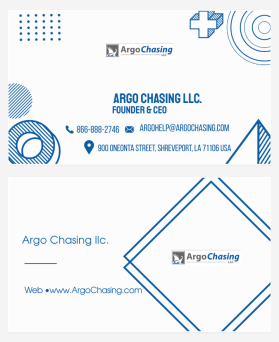 Business Card & Stationery Design Entry 3250524 submitted by Raheelali2222 to the contest for Argo Chasing llc. run by dm