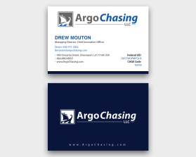 Business Card & Stationery Design entry 3141144 submitted by Cosmic_Designs to the Business Card & Stationery Design for Argo Chasing llc. run by dm