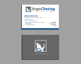 Business Card & Stationery Design entry 3136151 submitted by Cosmic_Designs to the Business Card & Stationery Design for Argo Chasing llc. run by dm