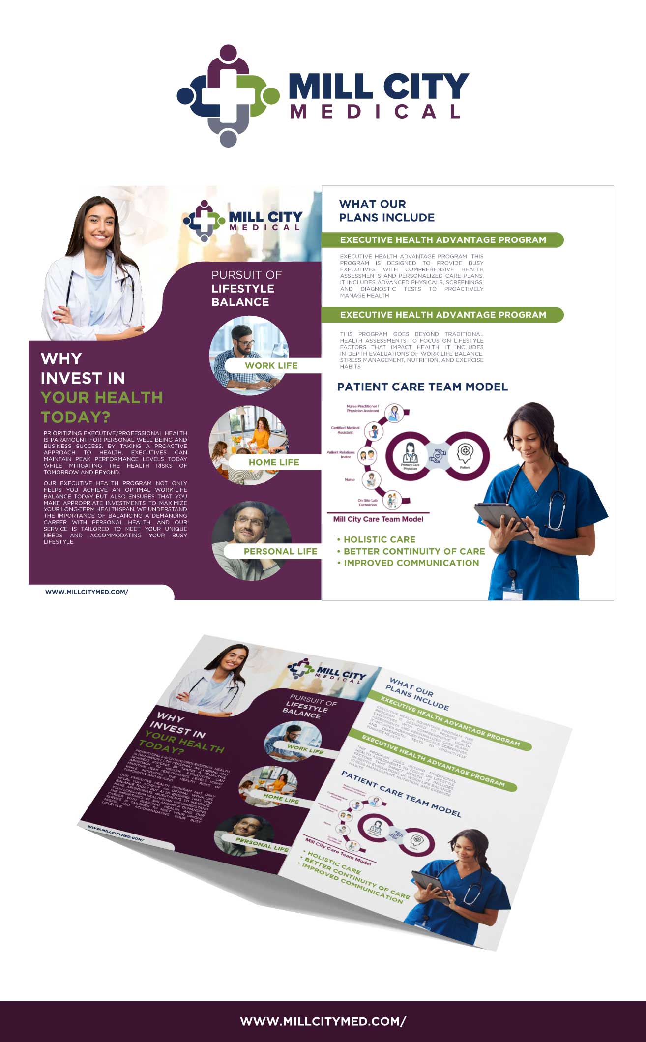Brochure Design Entry 3216875 submitted by bayu_desain88 to the contest for Mill City Medical Group run by DeltaHealthStrategy