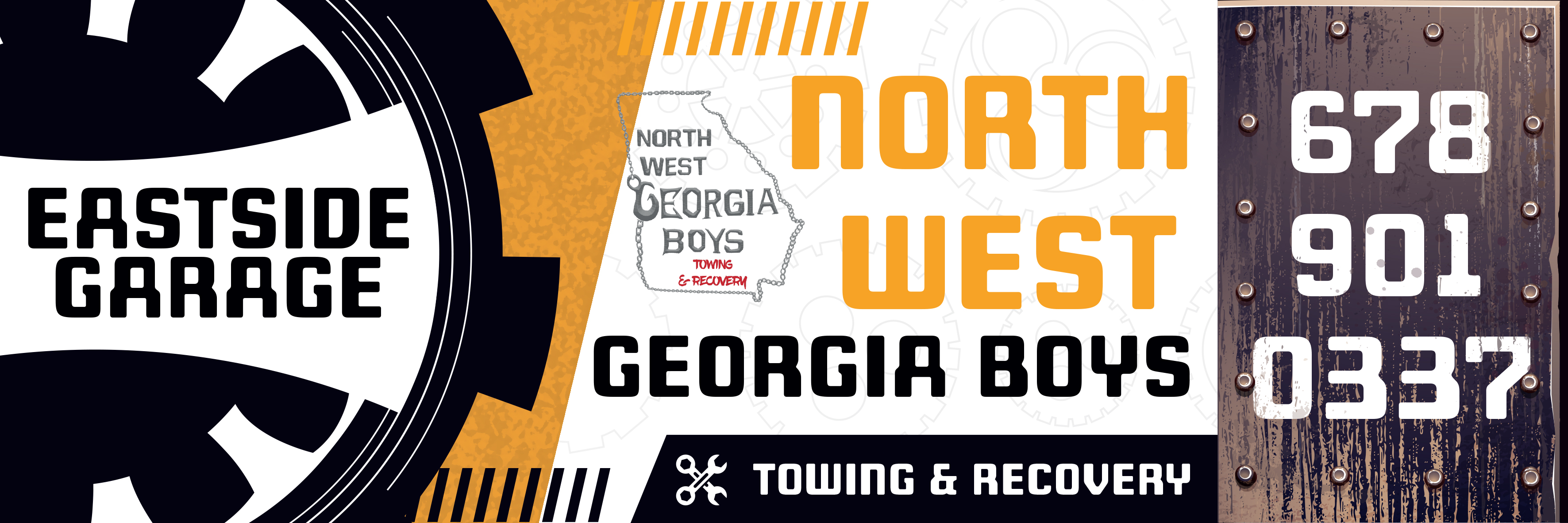 Banner Ad Design Entry 3242426 submitted by Riham_sbt to the contest for EASTSIDE GARAGE/ NORTH WEST GEORGIA BOYS TOWING & RECOVERY LLC run by koearthcents@gmail.com