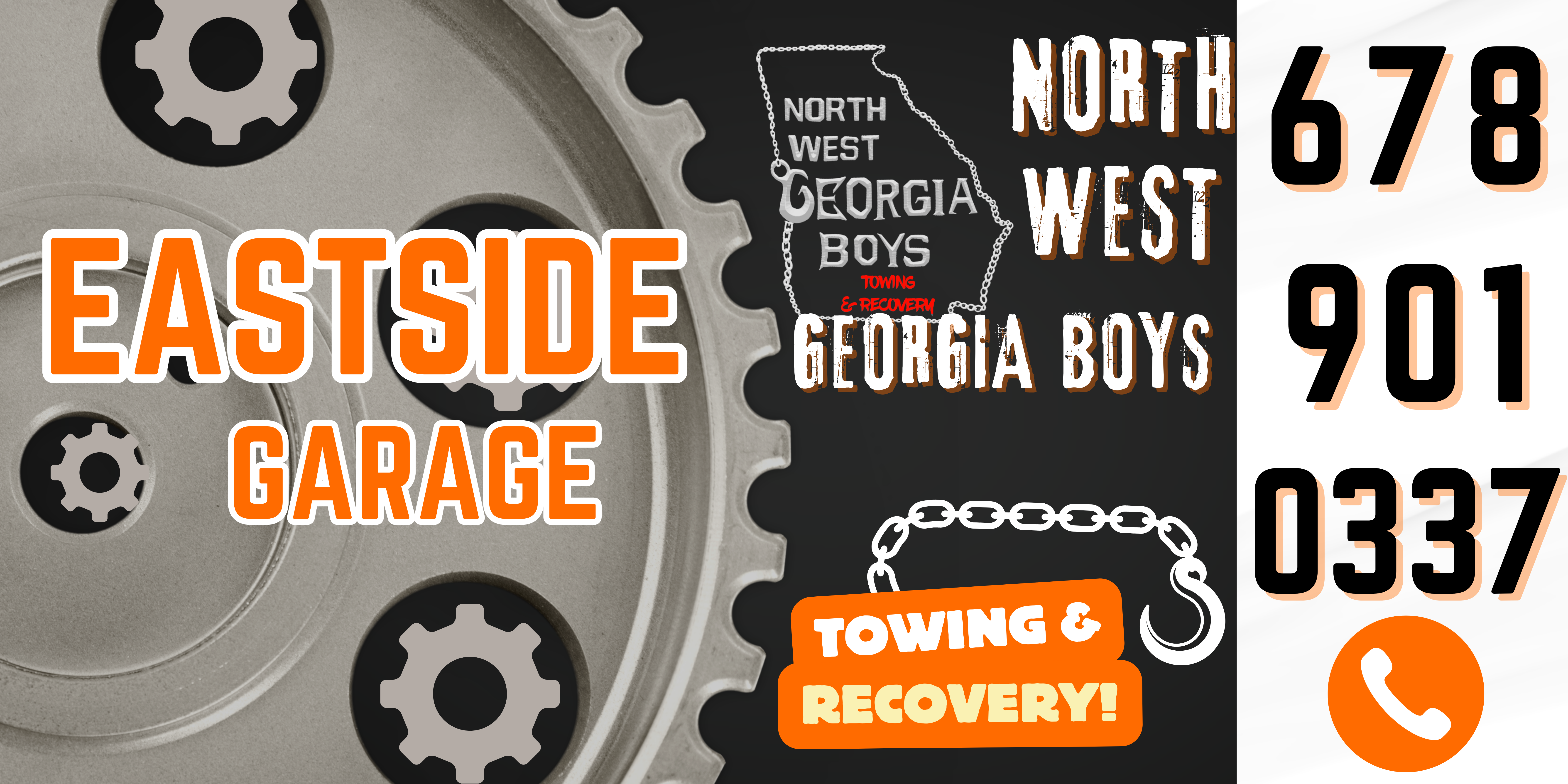 Banner Ad Design Entry 3241893 submitted by Anuoz to the contest for EASTSIDE GARAGE/ NORTH WEST GEORGIA BOYS TOWING & RECOVERY LLC run by koearthcents@gmail.com