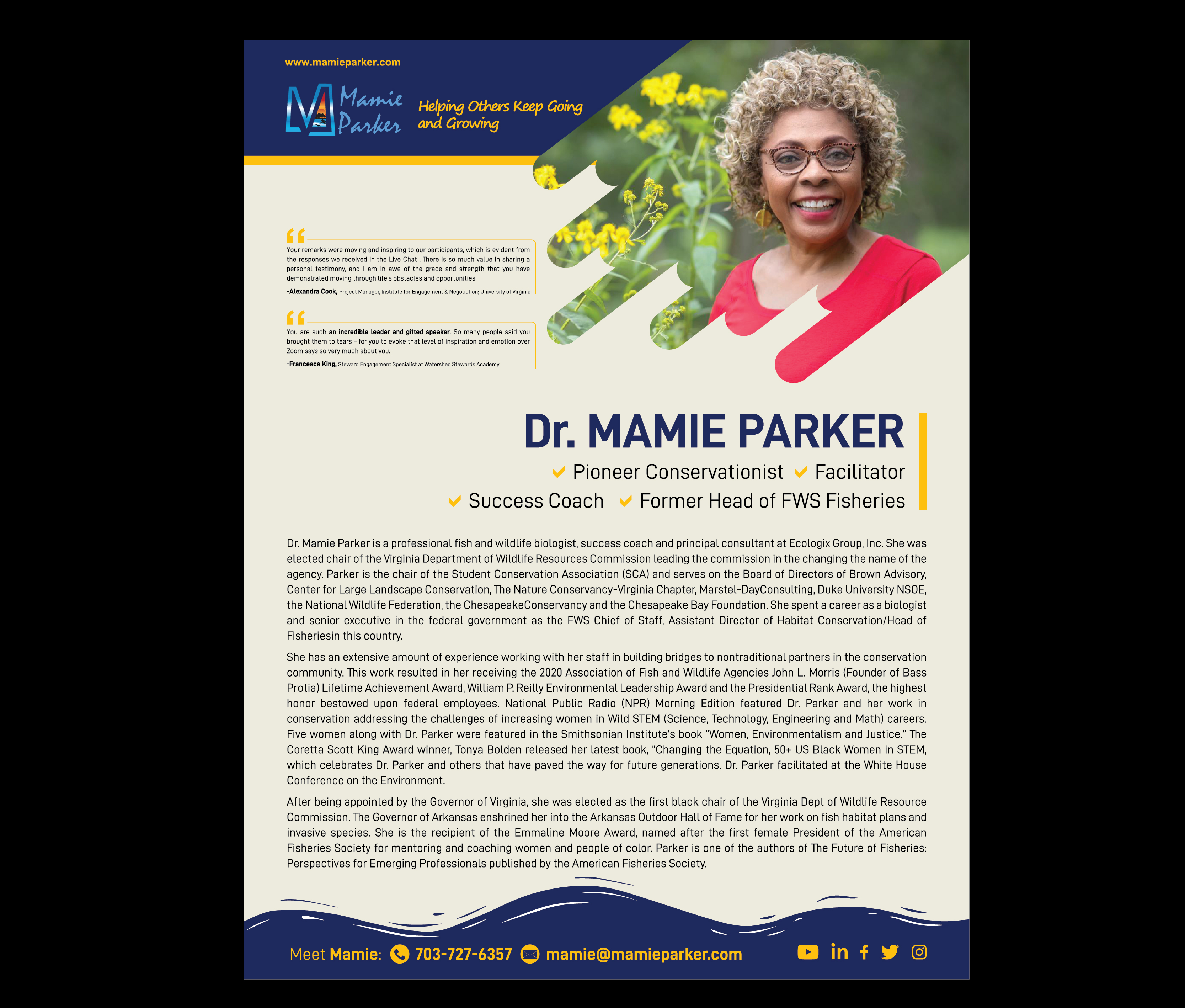 Brochure Design entry 2258970 submitted by xtragraphics to the Brochure Design for Mamie Parker run by MA Parker