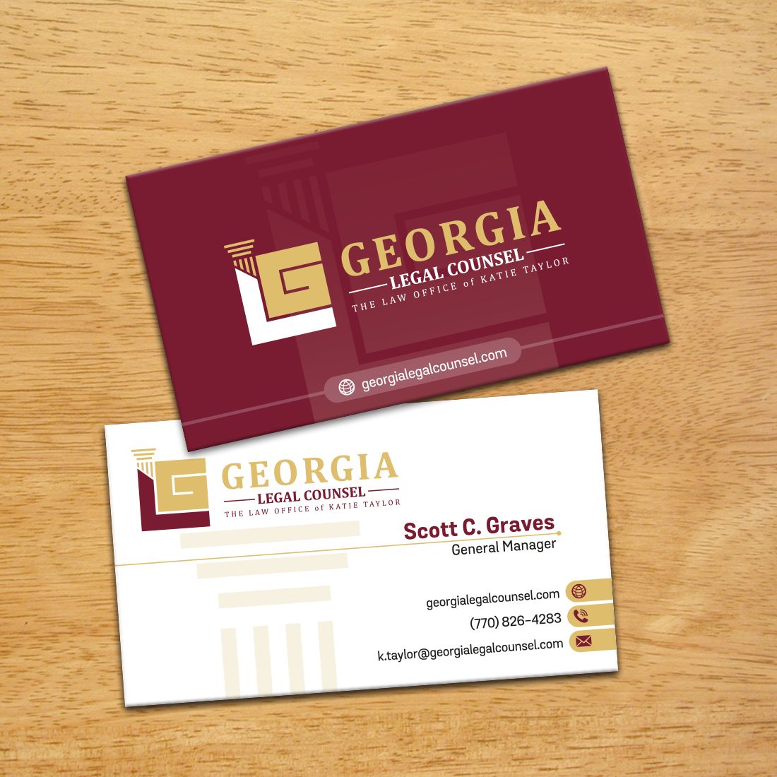 Business Card & Stationery Design entry 2280365 submitted by FMR Designer to the Business Card & Stationery Design for Georgia Legal Counsel run by kmtaylor003