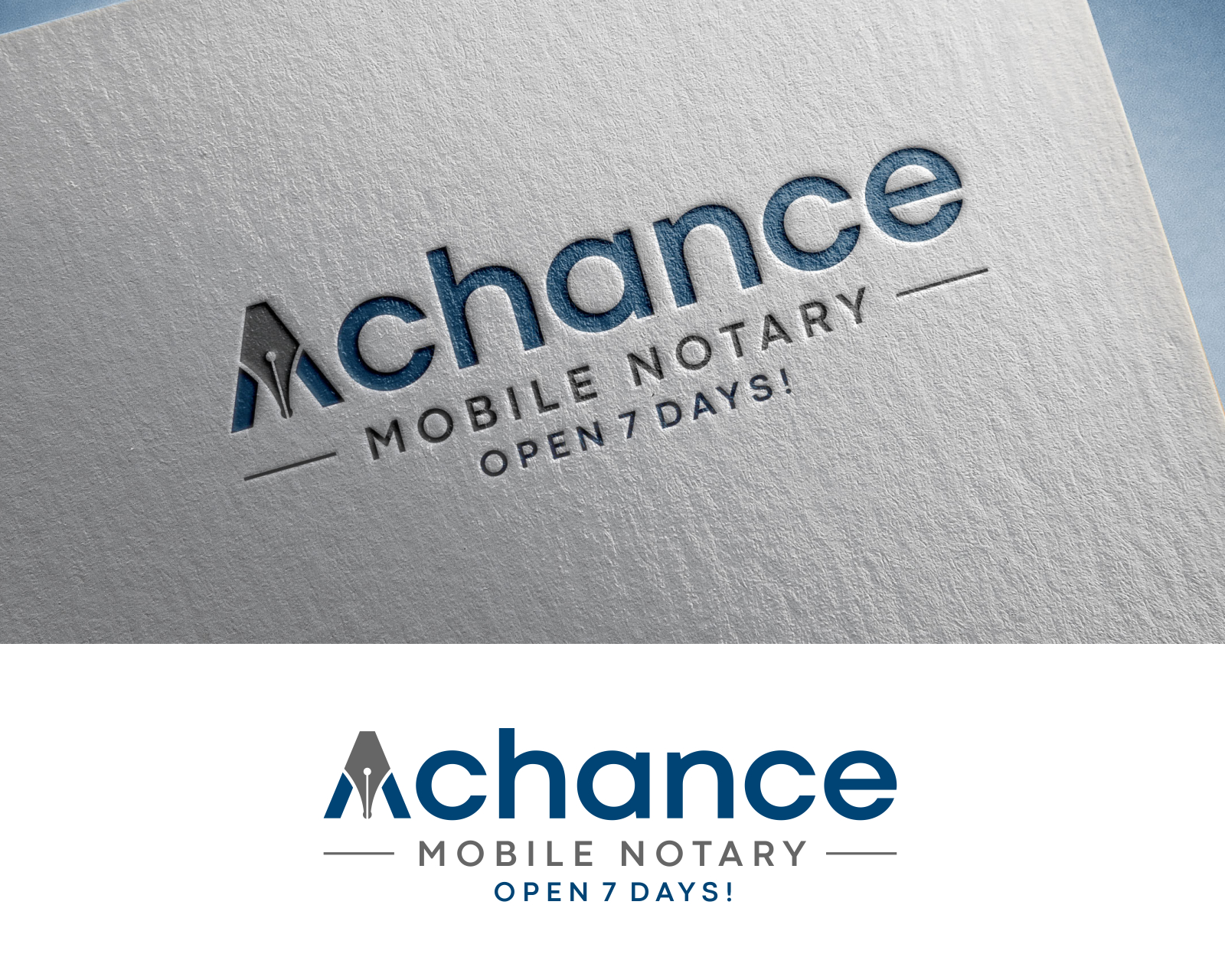 Logo Design entry 2289220 submitted by Tony_Brln to the Logo Design for AChance Mobile Notary run by alichance