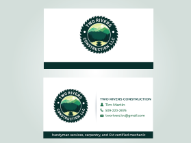 Business Card & Stationery Design Entry 2365618 submitted by farahlouaz to the contest for Two Rivers Construction run by katie.seekins@gmail.com