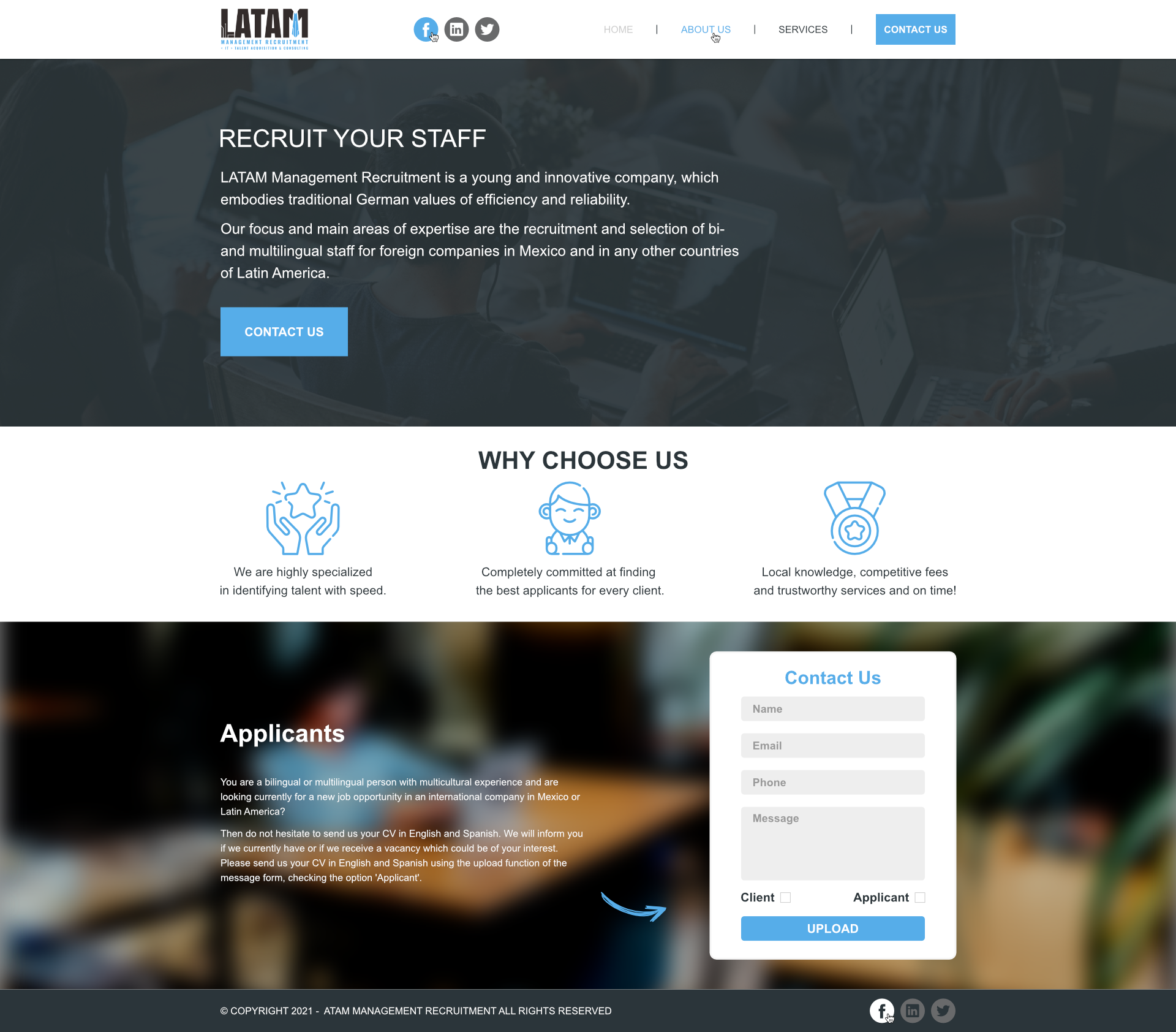Web Design entry 2379070 submitted by Pengfei to the Web Design for LATAM Management Recruitment run by cmcons