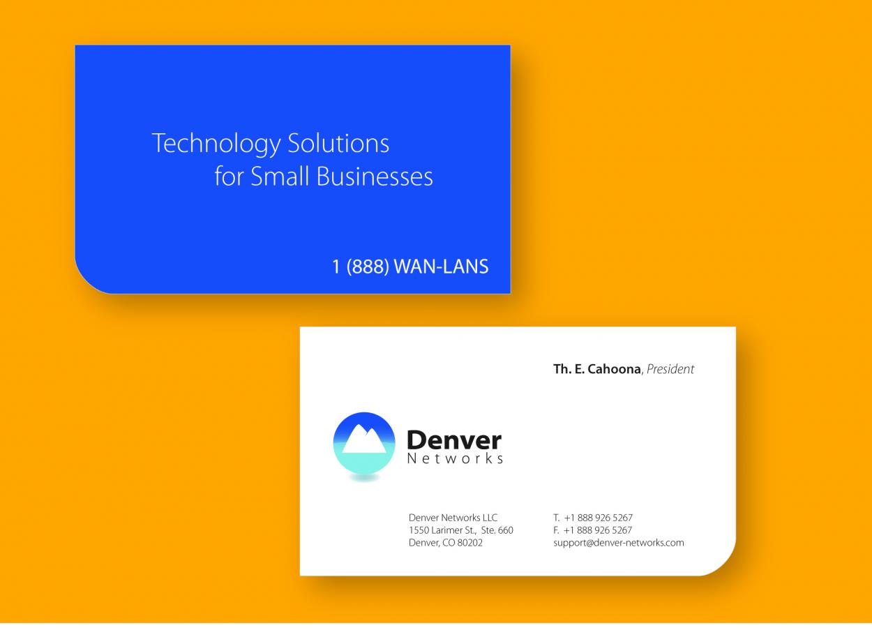 Business Card & Stationery Design entry 91432 submitted by samsondesign to the Business Card & Stationery Design for Denver Networks run by denvernetworks