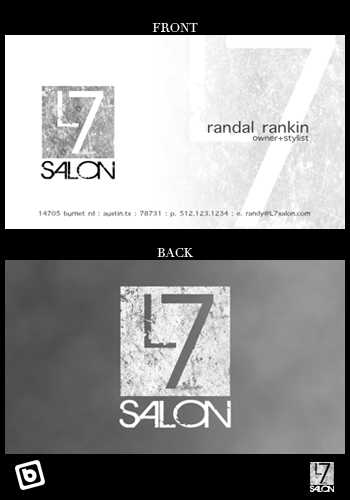 Business Card & Stationery Design entry 130677 submitted by braesondesigns to the Business Card & Stationery Design for L7 Salon Again... run by randman007