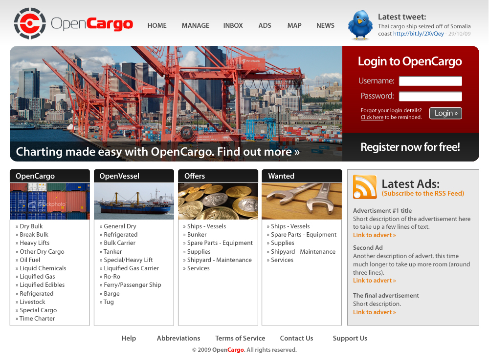 Web Design entry 130887 submitted by csshobbyist to the Web Design for opencargo.biz run by alexe