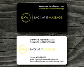 Business Card & Stationery Design entry 134884 submitted by WhisperingSage to the Business Card & Stationery Design for Back At It Massage run by vanback