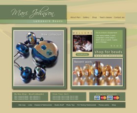 Web Design entry 168597 submitted by Jorq to the Web Design for Mari Johnson Lampwork Beads run by M.Johnson