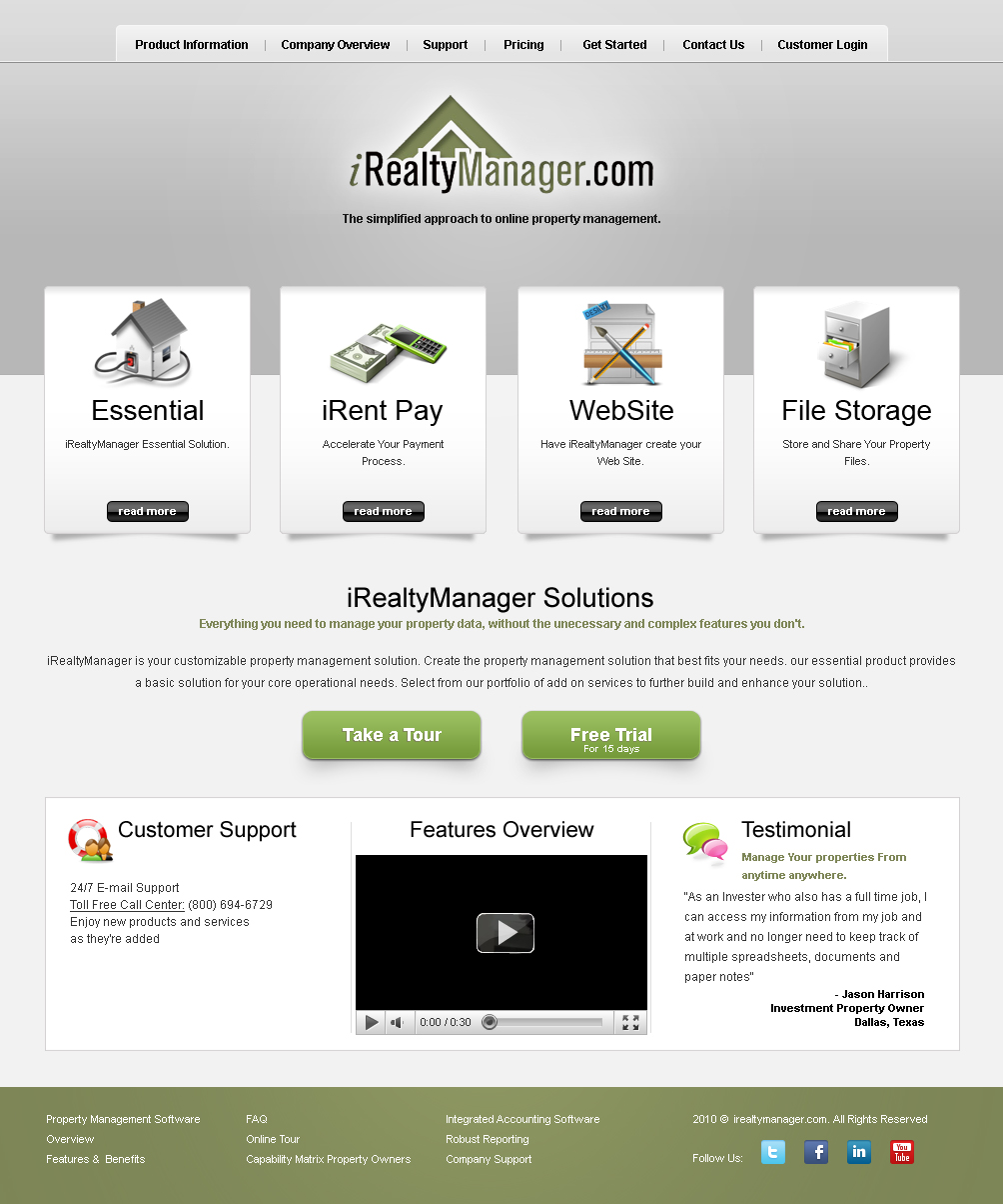 Web Design entry 236741 submitted by Dan to the Web Design for irealtymanager.com run by tcollins