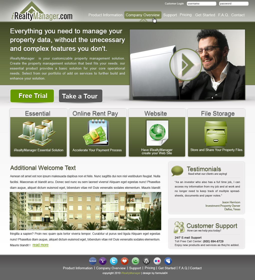 Web Design entry 236741 submitted by Form04 to the Web Design for irealtymanager.com run by tcollins