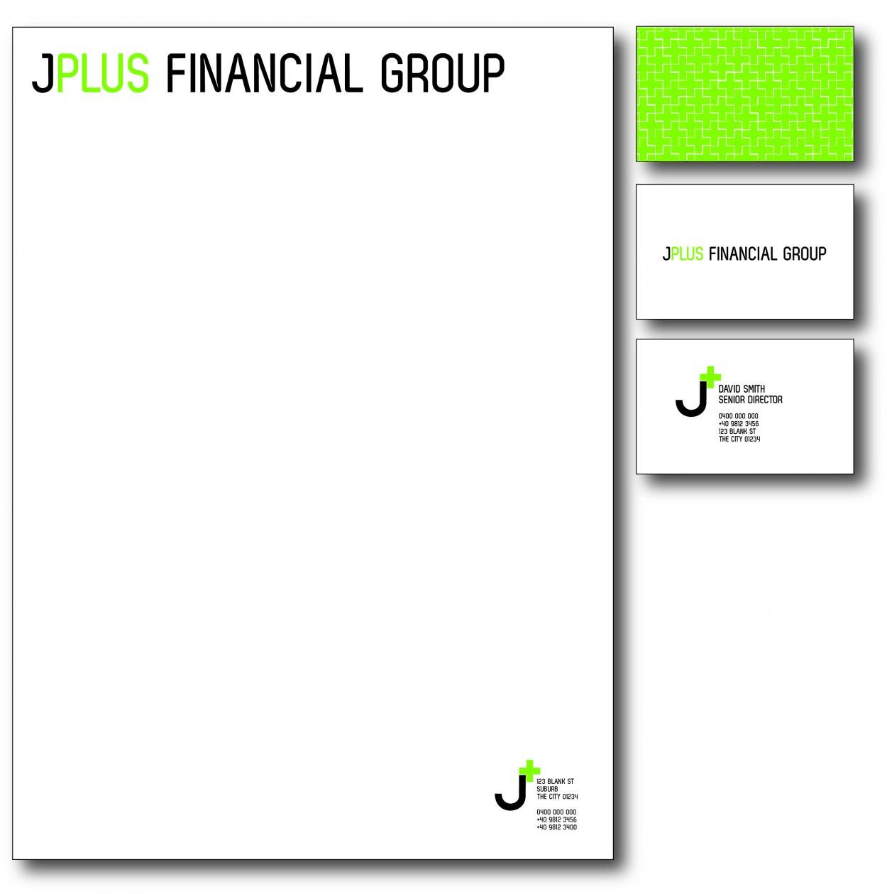 Business Card & Stationery Design entry 254950 submitted by kat_2889 to the Business Card & Stationery Design for JPLUS FINANCIAL GROUP run by Jplusfg