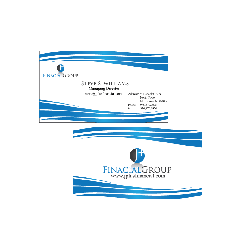 Business Card & Stationery Design entry 254956 submitted by traceygl to the Business Card & Stationery Design for JPLUS FINANCIAL GROUP run by Jplusfg