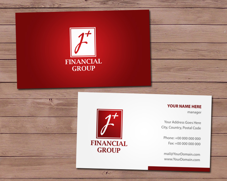 Business Card & Stationery Design entry 254976 submitted by patriotu to the Business Card & Stationery Design for JPLUS FINANCIAL GROUP run by Jplusfg