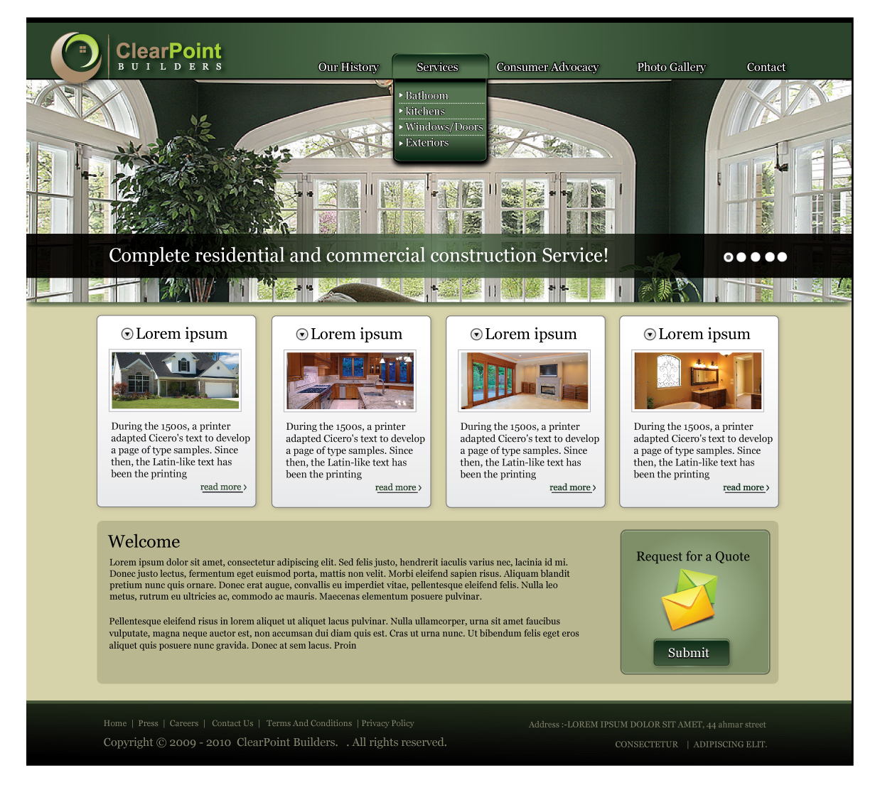 Web Design entry 318763 submitted by bird to the Web Design for ClearPoint Builders run by rhodysrodi