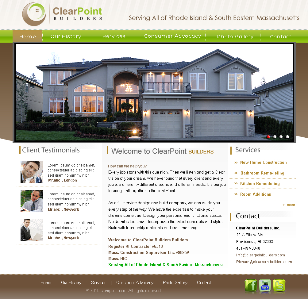 Web Design entry 318767 submitted by nerdcreatives to the Web Design for ClearPoint Builders run by rhodysrodi