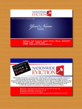 Business Card & Stationery Design entry 319042 submitted by littlebigideas to the Business Card & Stationery Design for www.nationwideeviction.com run by candice
