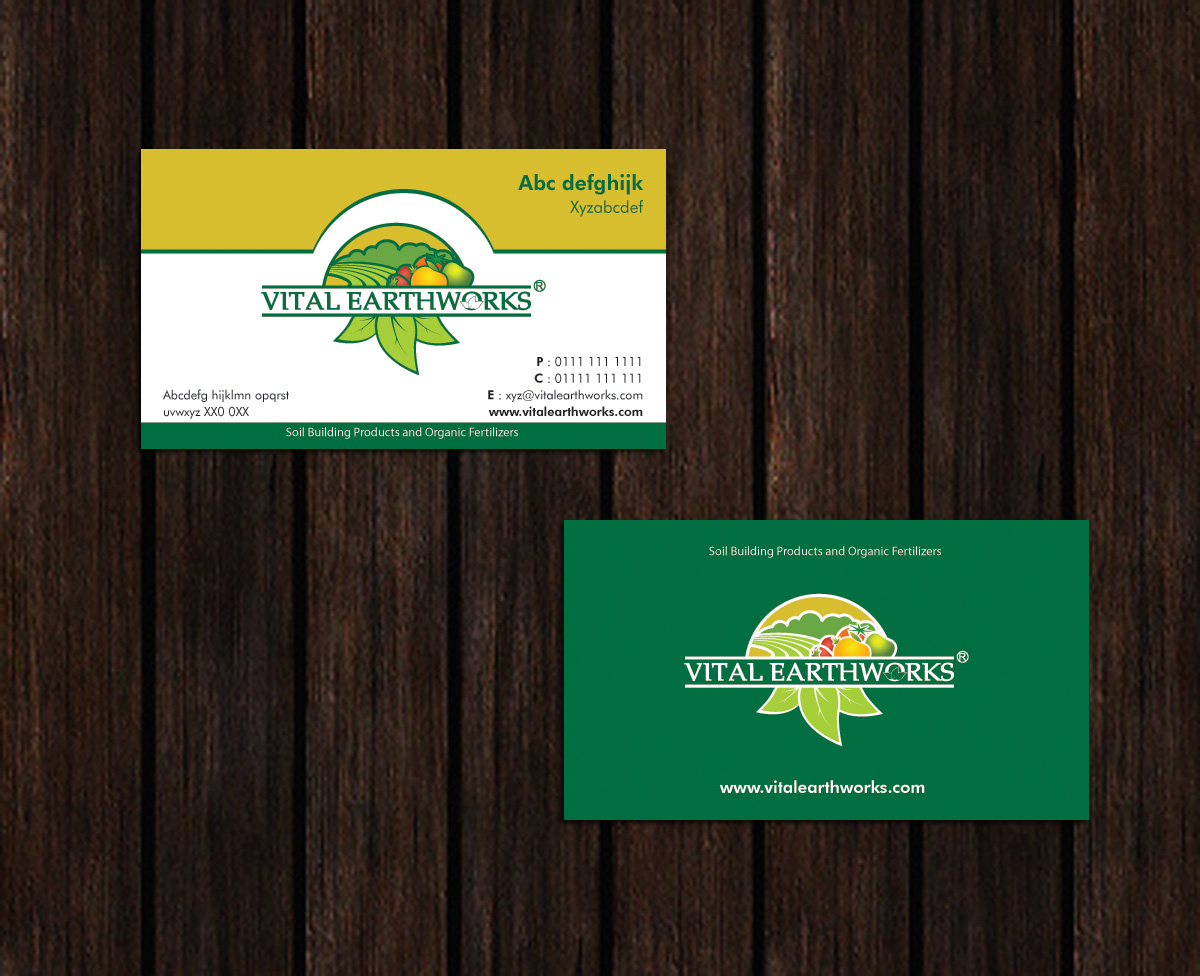 Business Card & Stationery Design entry 370070 submitted by nerdcreatives to the Business Card & Stationery Design for Vital Earthworks run by adam15