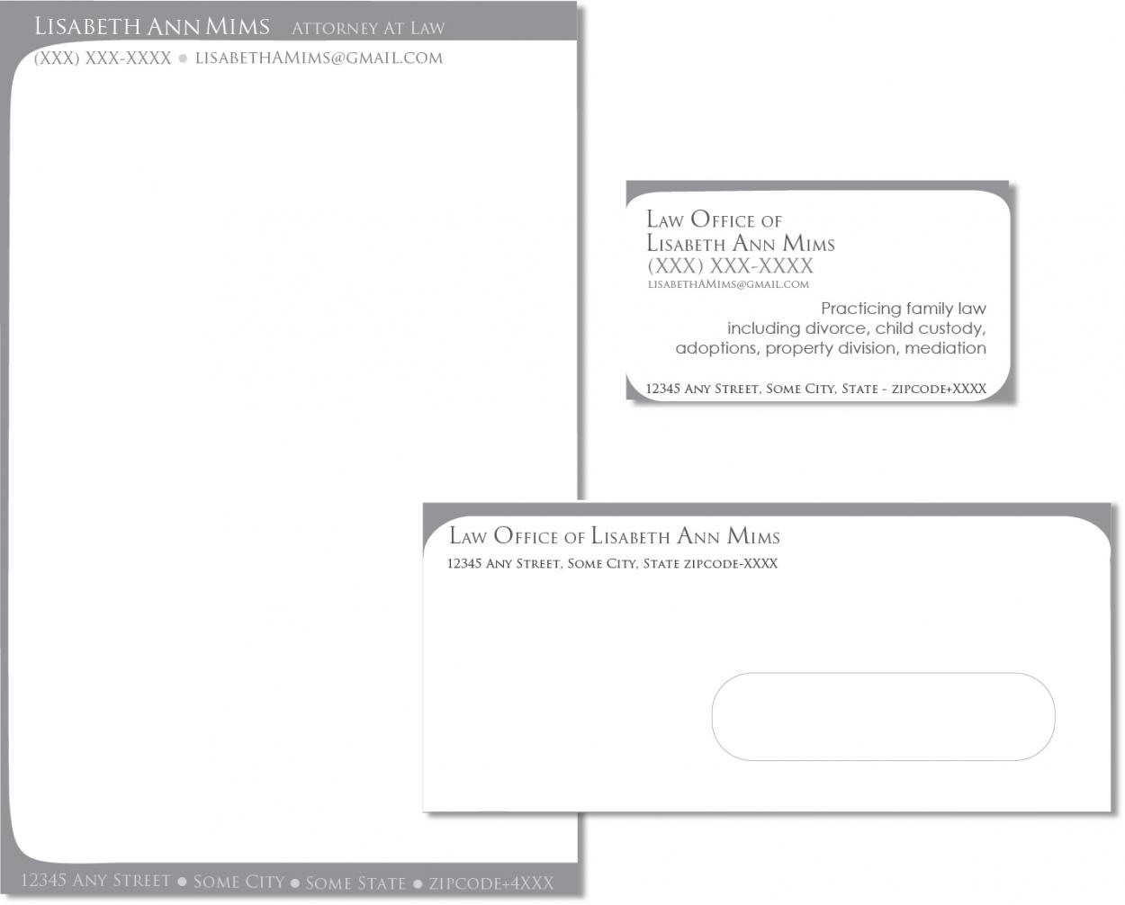 Business Card & Stationery Design entry 384447 submitted by IMFantasia to the Business Card & Stationery Design for Law Office of Lisabeth Ann Mims run by Lisabeth Mims