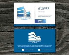 Business Card & Stationery Design entry 394307 submitted by maxhash to the Business Card & Stationery Design for Metro Apartment Finders run by choffmeister