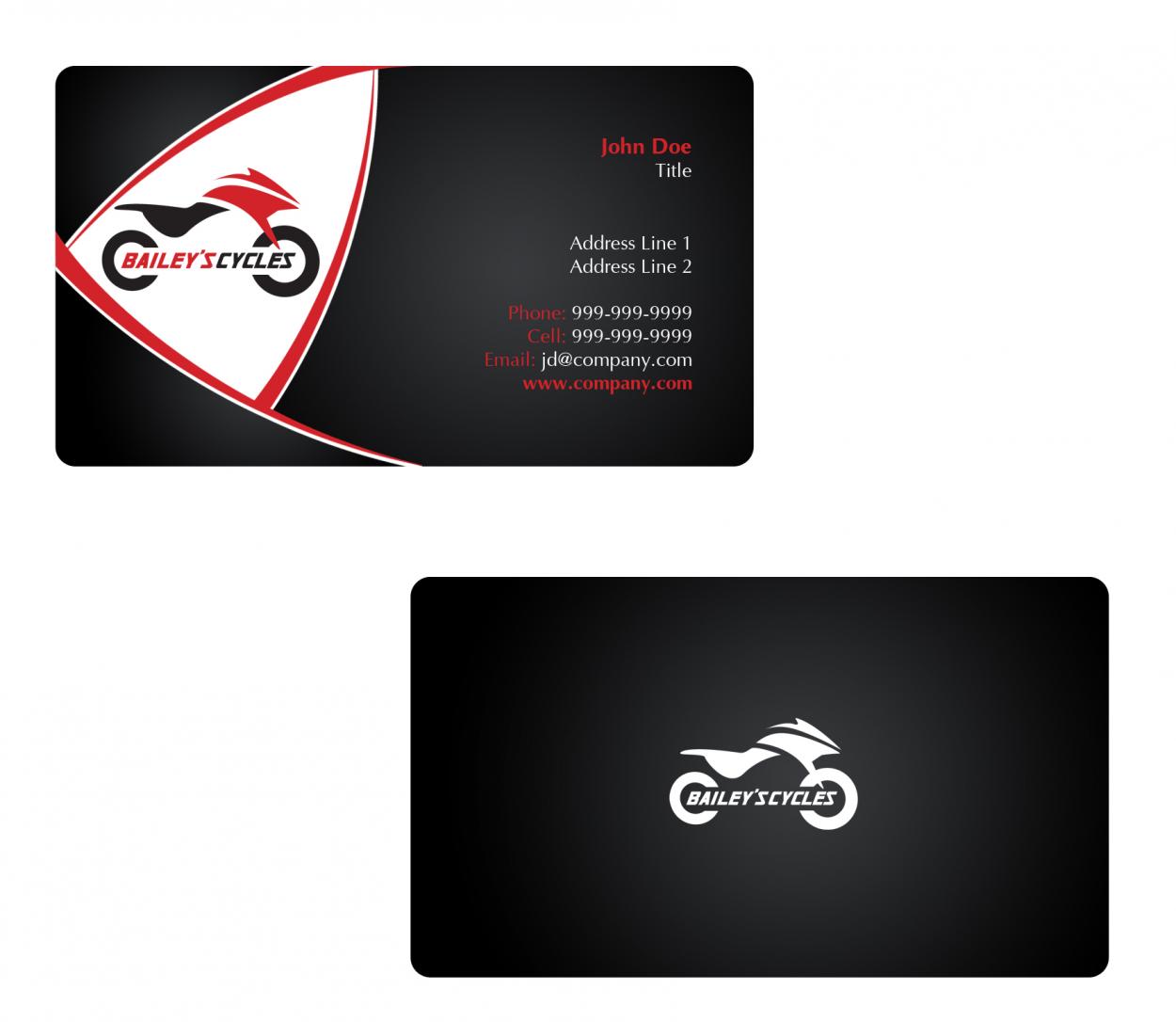 Business Card & Stationery Design entry 409808 submitted by adyyy to the Business Card & Stationery Design for Bailey's Cycles Inc. Busiess Cards  run by tango4kevin
