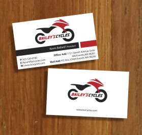 Business Card & Stationery Design Entry 409745 submitted by nerdcreatives to the contest for Bailey's Cycles Inc. Busiess Cards  run by tango4kevin
