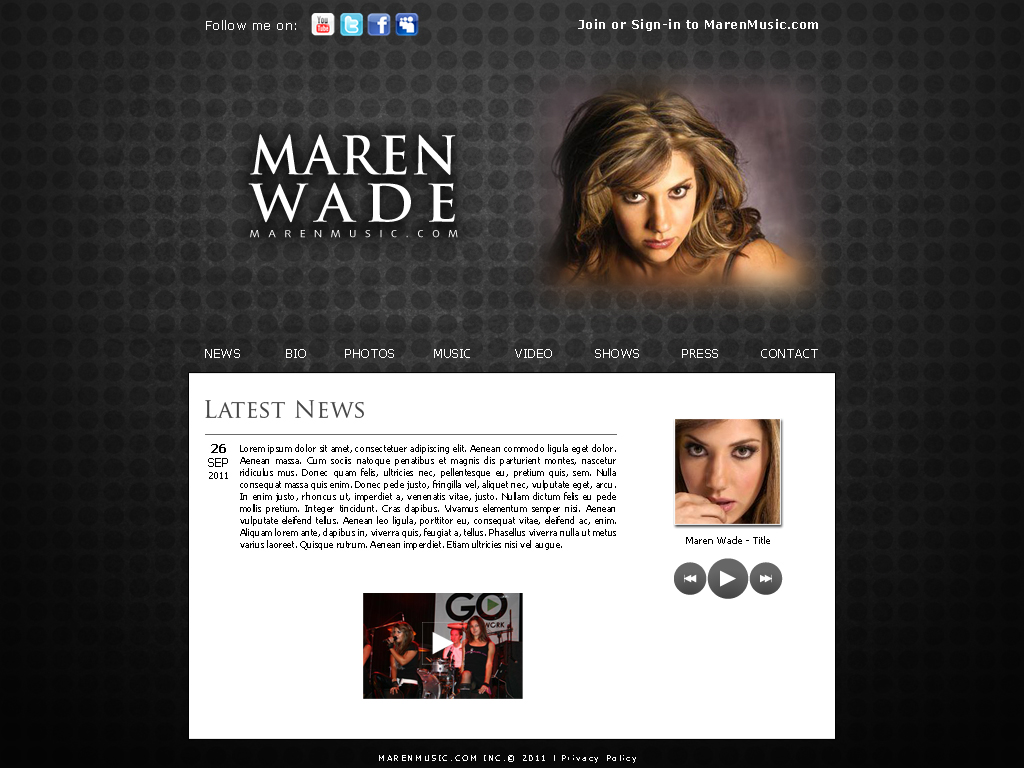 Web Design entry 412875 submitted by 0340gj40f to the Web Design for www.marenmusic.com run by wyw2011
