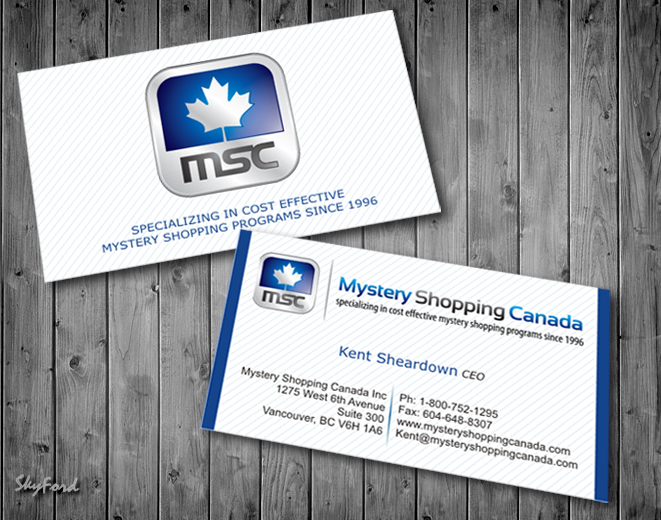 Business Card & Stationery Design entry 424795 submitted by skyford412 to the Business Card & Stationery Design for Mystery Shopping Canada - Business Cards/Stationery run by MSCI