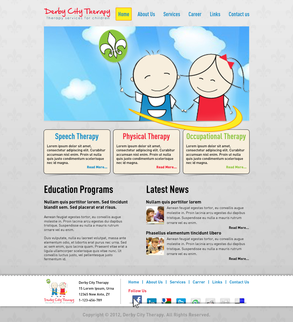 Web Design entry 532524 submitted by KaRaKteR to the Web Design for A speech therapy services website run by jagillen