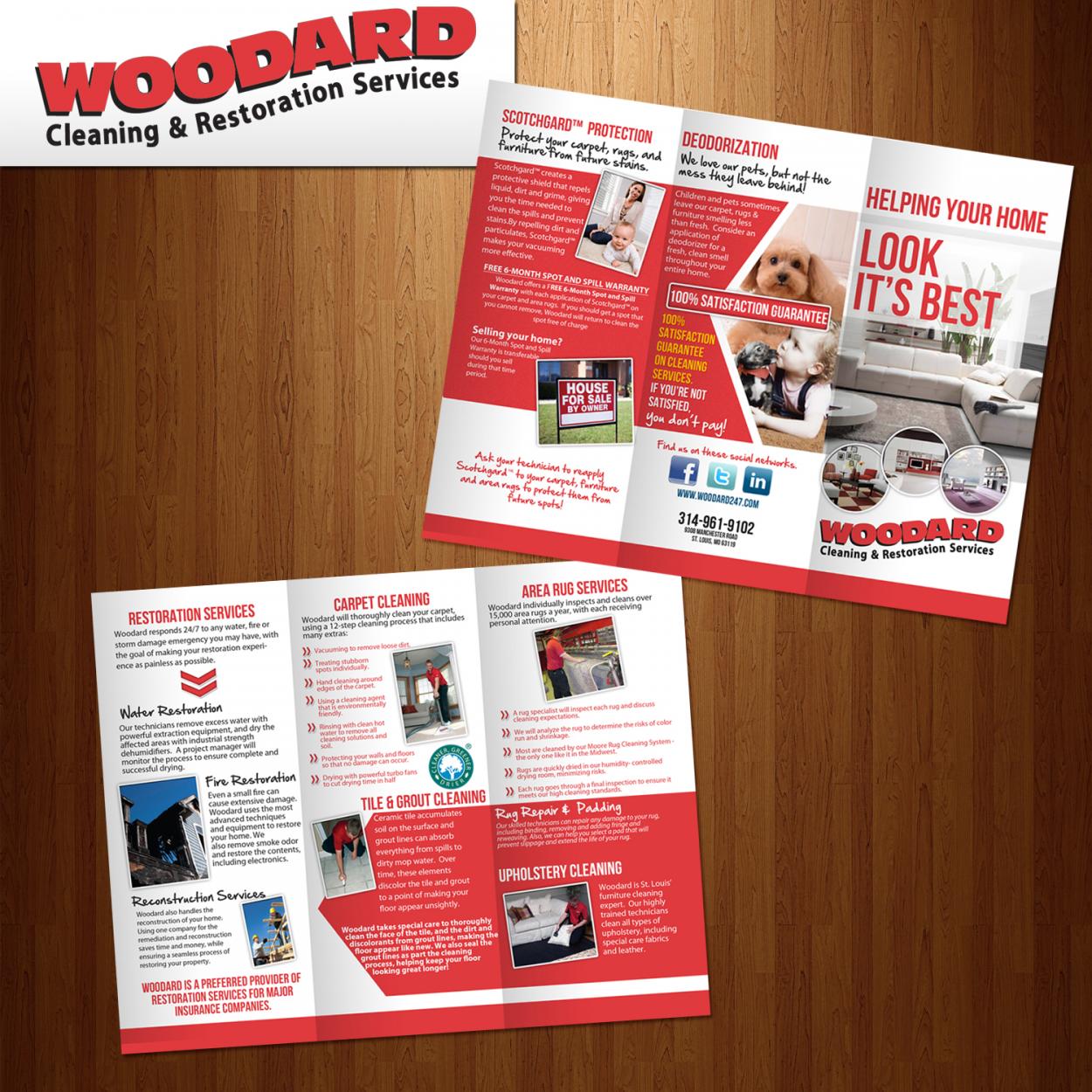 Brochure Design entry 549053 submitted by Jan Graphix Unlimited to the Brochure Design for Woodard Cleaning & Restoration Services run by Scott