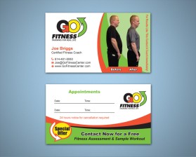 Business Card & Stationery Design entry 561331 submitted by Crest Logo Designs to the Business Card & Stationery Design for GO: Fitness Center run by DinoNick