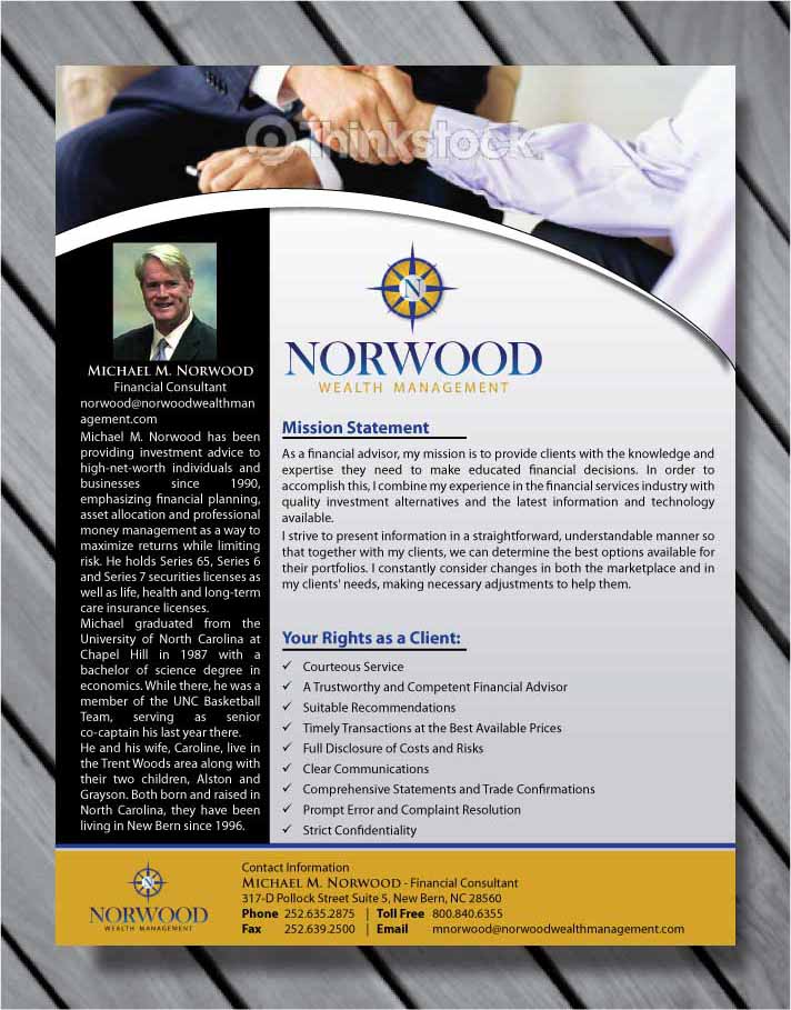 Brochure Design entry 562540 submitted by nerdcreatives to the Brochure Design for Norwood Wealth Management run by mmnorwood