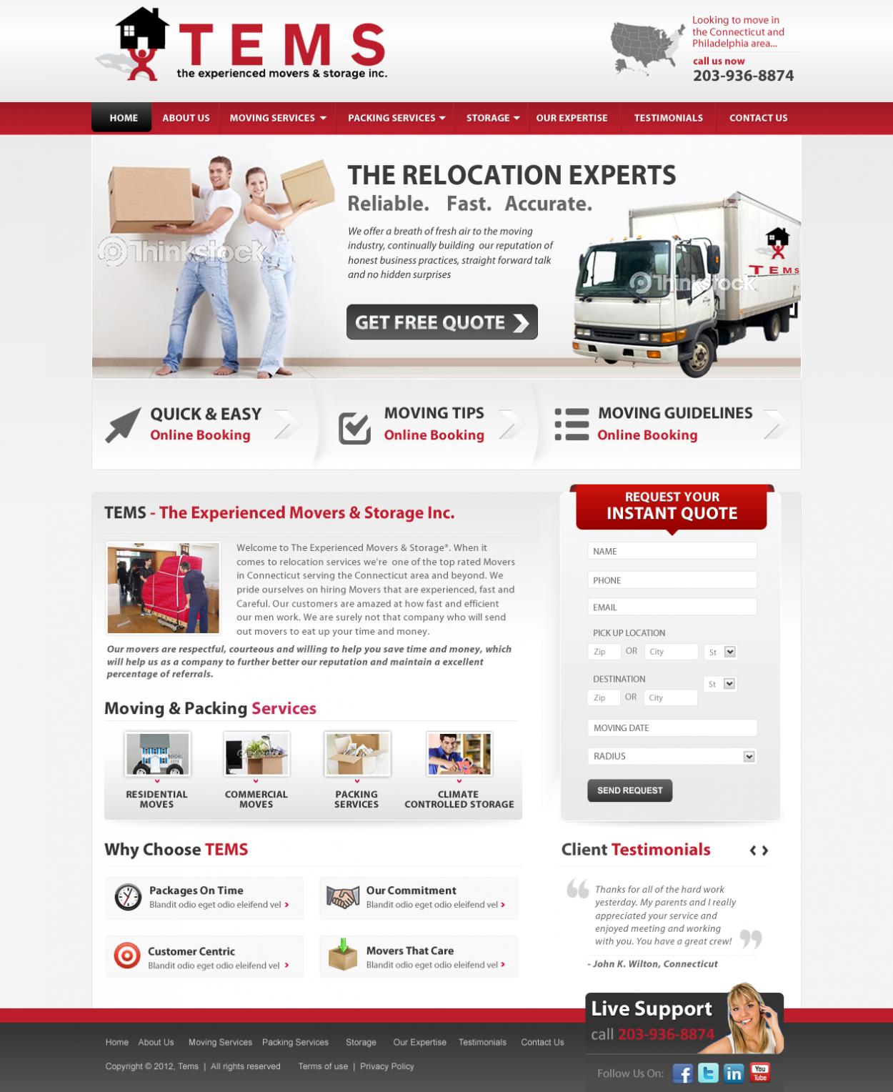 Web Design entry 583665 submitted by nerdcreatives to the Web Design for yourmovingservice.com run by coastallink