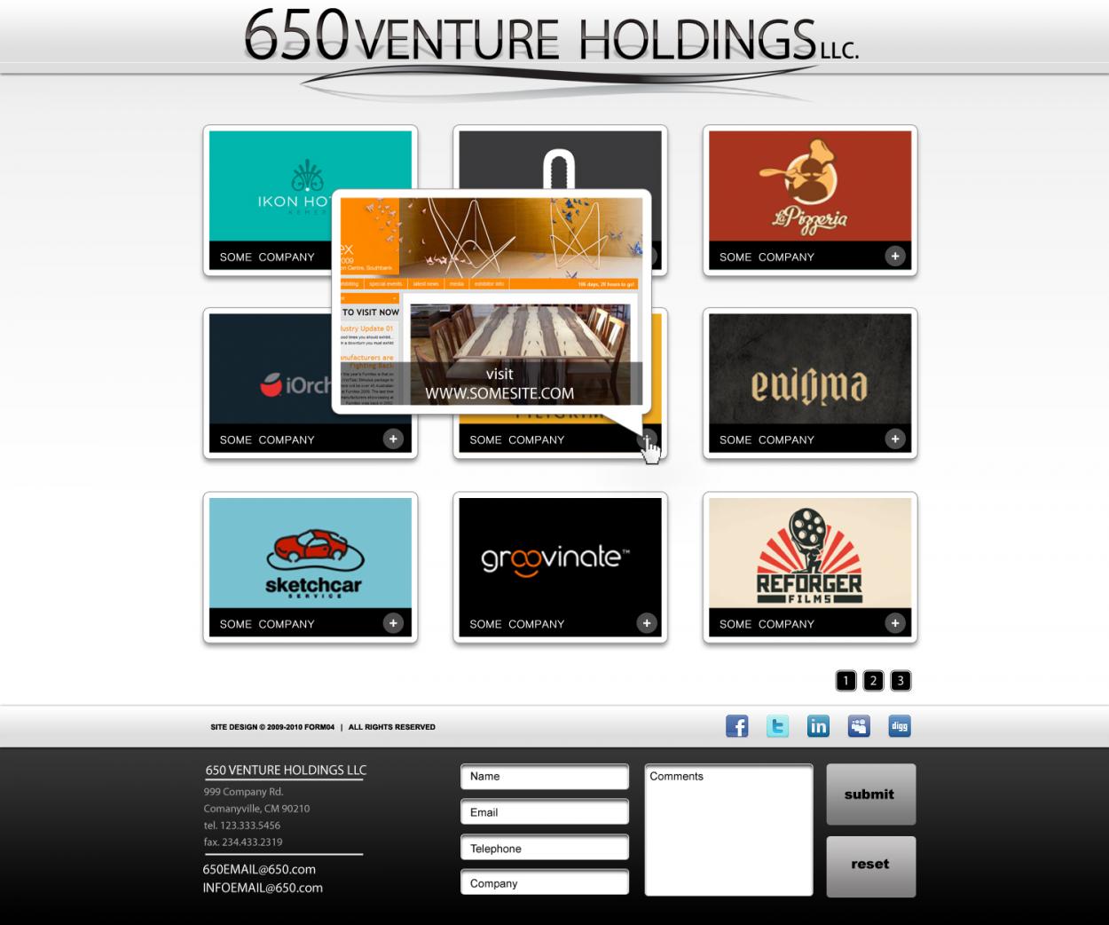 Web Design entry 213304 submitted by Form04 to the Web Design for 650 Venture Holdings, Inc.  run by Ray4321