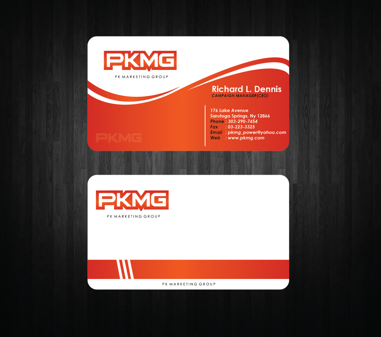 Business Card & Stationery Design entry 620144 submitted by jhr214 to the Business Card & Stationery Design for PK Marketing Group run by pkmg