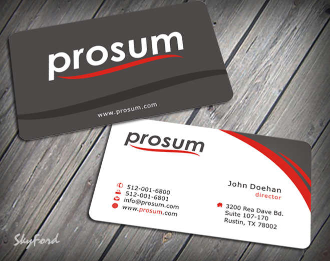 Business Card & Stationery Design entry 690019 submitted by skyford412 to the Business Card & Stationery Design for Prosum LLC run by Prosum LLC